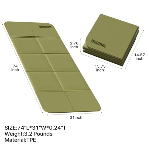 Foldable Yoga Mat 75"x31"x0.24" Portable Exercise Mat - color: Green