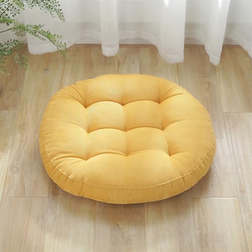 SK Studio Meditation Floor Pillow Large Round Seat Cushion for Adults - color: Yellow, size: 22"W x 22"L (Pack of 1)