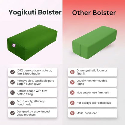 Rectangular Cotton Yoga Bolster, Yoga Pillow, Yoga Cushion, Yin yoga Bolster, Iyengar yoga bolster - color: Green