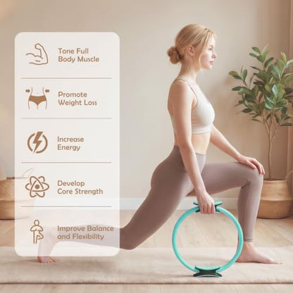 RitFit Pilates Ring 14 Inch Magic Fitness Circle for Inner Thigh Toning - style: Cyan Kit