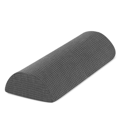Half Moon Bolster Pillow with Straps, Knee Pillow for Back Sleeping, Under Knee Pillow for Sleeping, Relieves Pain in Legs and Knees, Machine Washable Cover, 24" X 10" X 4", Grey - color: Grey