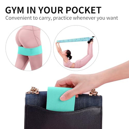 Glute Bands and 11-Loop Stretch Band Set, Fabric Booty Band for Glute Activation, Adjustable Stretching Strap for Yoga, Pilates, Dance, Ballet, Flexibility, Leg Workouts & Home Exercise - color: Blue+Green