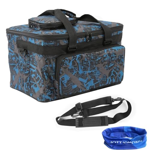 Art Supplies Organizer Bag Craft Tool Storage Tote Arts and Crafts Carrying Case Artist Travel Carrier Bag with Headband Waterproof Paint Box Foldable For Drawing Sketch Painting Sewing Large Capacity - color: camo blue