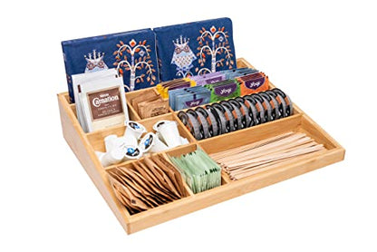 Theodore Bamboo Desk Organizer, 10 Compartment Desktop Organizer for Office Supplies, Mail, Pens and Notebooks, Wooden Countertop Organizer for Home Office Desk