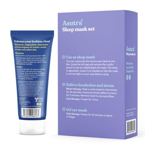 ASUTRA Dream Sleep Bundle - Purple Silk Eye Pillow Box Set and Dream The Night Away Lotion with Magnesium and Melatonin | Silk Eye Pillow Box Set and Dream The Night Away Lotion with Magnesium and Melatonin - color: Ultimate Sleep Bundle