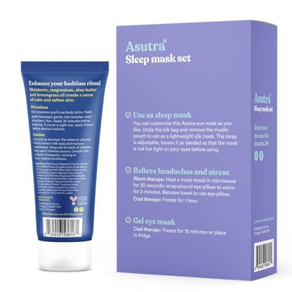 ASUTRA Dream Sleep Bundle - Purple Silk Eye Pillow Box Set and Dream The Night Away Lotion with Magnesium and Melatonin | Silk Eye Pillow Box Set and Dream The Night Away Lotion with Magnesium and Melatonin - color: Ultimate Sleep Bundle
