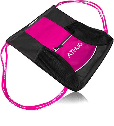 Soccerware Legendary Drawstring Gym Bag - Waterproof | For Sports & Workout Gear | XL Capacity | Heavy-Duty Sackpack Backpack - color: Pink