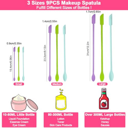 9 Pieces Mini Silicone Spatula-Makeup Spatula-Small Silicone Spatula-Thin Spatula Set for Skinny Openings-Abnaok Tiny Scraper for Jar,Kitchen Bottles,Cosmetic - size: 2*5