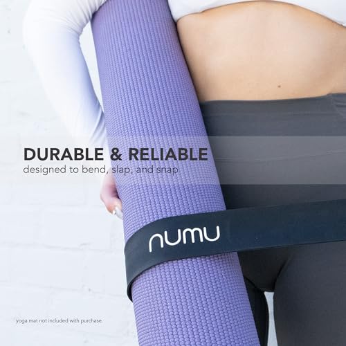 Numu Yoga Mat Strap Slap Band - Easy Snap On to Keep Exercise Mat Tightly Rolled and Secured for Yoga Mat Storage and Travel - color: Black