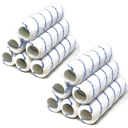 Allgala Paint Rollers 9 inch 3/8 Nap 12 Pack Shedless Lint Free Microfiber Paint Roller Covers for Paint Roller Kit House Painting Project - size: 9" Microfiber (Pack of 12)