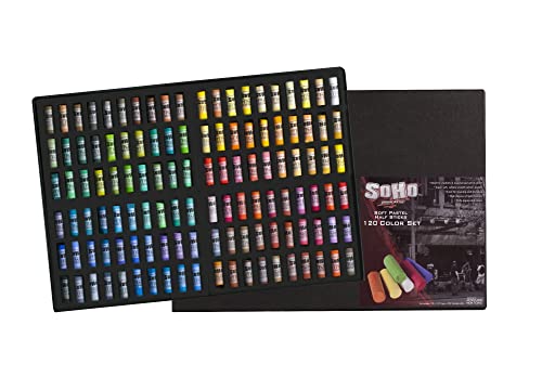 Soho Urban Artist Soft Pastels Set of 120 Unique, Vibrant Colors - Half Stick 1.3" Long, Soft Pastels for Artists, Velvety Texture, Lightfast, Perfect for Layering & Blending - size: 120 Count (Pack of 1)