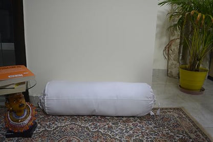 Saffron HANDICRAFTS Cotton 240TC - Bolster Cover Full Round Removable Cover for Neck Roll, Leg Rest,Yoga Practice, Meditation, Bed Sofa Couch (White, 6"x16" (15 cm x 40 cm)) - color: White, size: 6" x 16"