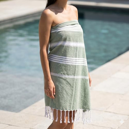 EPHESUS TOWELS Turkish Beach Towel - 38x70 inch Oversized - Sultan Design - Turkish Towel for Beach, Bath, Pool, Gym, Yoga - Prewashed, Lightweight, Quick Dry (Apple Green) - color: Apple Green
