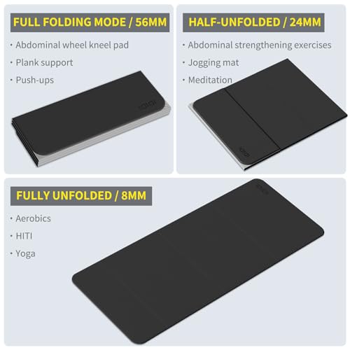 Foldable Yoga Mat Extra Large 74"×31.5" - color: Black+Gray