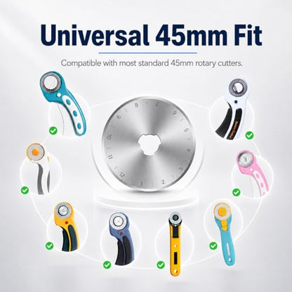 15 Packs 45mm Rotary Cutter Blades 45mm Quilting supplies Rotary Cutter Blades for fabric by SSPONT, compatible with OLFA,Fiskars,Mr.Pen,DAFA,Truecut etc. Sewing Arts Crafts, Sharp and Durable - color: 45mm-15 PCS