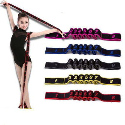 Stretching Resistance Band with Marked Sections, 8 Section Elastic Stretch Strap for Yoga, Pilates, Physical Therapy, Home & Gym Training