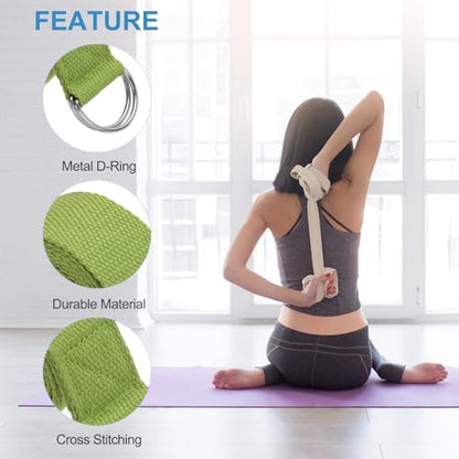 PATIKIL Yoga Strap for Stretching, Cotton Yoga Belt with Adjustable Metal D-Ring Buckle Stretch Bands for Fitness Pilates - color: Dark Green/Dark Purple/Navy Blue/Orange/Fuchsia/White