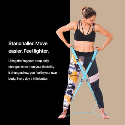 YogaEVO Elastic Stretching Strap with Loops for Physical Therapy - color: Blue