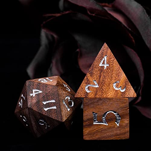 Wooden DND Dice Set Red Sandalwood Dice Set for D&D Tabletop Games - color: Red Sandalwood