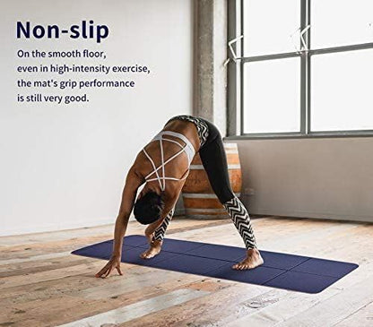 Foldable Yoga Mat for Travel Non Slip - Folding Travel Yoga Mat