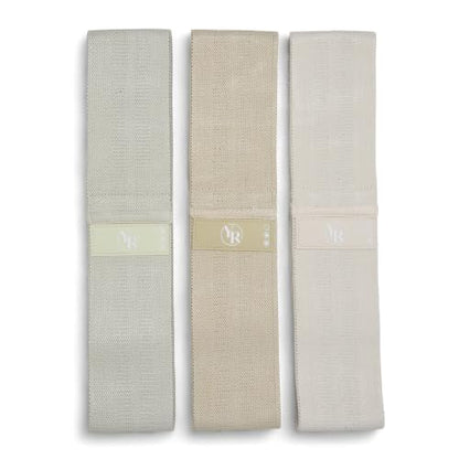 Fabric Booty Bands Set, 3 Resistance Levels for Pilates - color: Beige