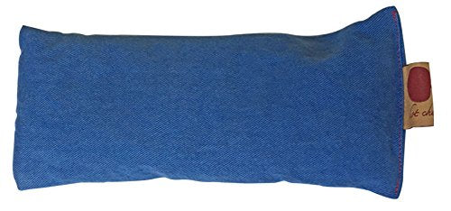 Eye Pillow Blue Denim Cherry Pit-Stone Pack, Microwavable Hot/Cold Compress, Sustainable Heating Pad, Moist Heat, Headache Pain Relief, Spa Yoga Gift - color: Blue Denim, Natural-dyed