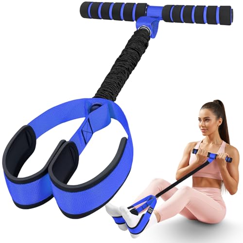 Pedal Resistance Bands with Handles, Upgrade Women Exercise Bands for Full Body Training, Core, ABS, Legs, Glutes, Arms, Pilates, Physical Therapy, Strength, Sit Up Equipment for Home Workout - color: Blue 95lbs
