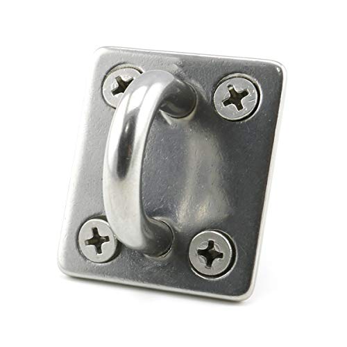 heyous 2 Set M8 Suspension Ceiling Wall Mount U Hook Anchor Hanger Stainless Steel Heavy Duty Multi Purpose Hammock Swing Ceiling Hook Square Base Plate with Snap Hook - color: Square, size: M8