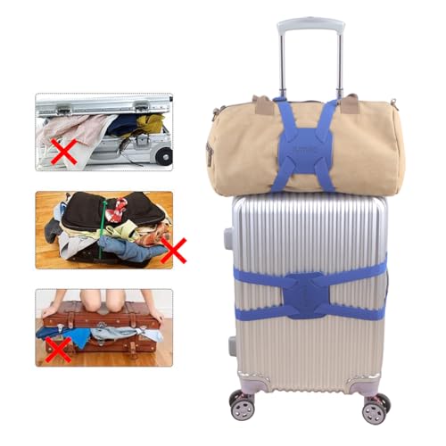 Luggage Straps for suitcases，Luggage Straps Bag Bungee， LAdd a Bag Easy to Travel Suitcase Elastic Strap Belt (Blue Luggage strap-1PCS) - color: Blue luggage strap
