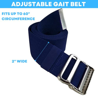 LiftAid Transfer and Gait Belt 60 Inch with Metal Buckle and Loop - Walking, Standing and Transfer Assist Aid for Seniors, Elderly Patients, Caregiver, Nurse, Therapist (Navy Blue) - color: Navy Blue