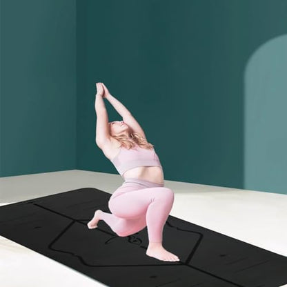 PULANTIYU Essentials Yoga Mat Fitness & Exercise Mat with Easy-Cinch Yoga Mat Carrier Strap and Yoga Bag, Non Slip Exercise Mat for Home Yoga, Pilates, Stretching, Floor & Fitness Workouts, Men and Women,72" x 24" x 2/5",Gray Black