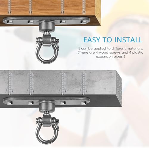 2 of Heavy Duty Stainless Swing Hanger with Smooth Swing Bearings 180°+360°, 1500 lb Capacity for Indoor Outdoor Playground Yoga Hammock Chair Sandbag Porch Swing Bag - size: size3