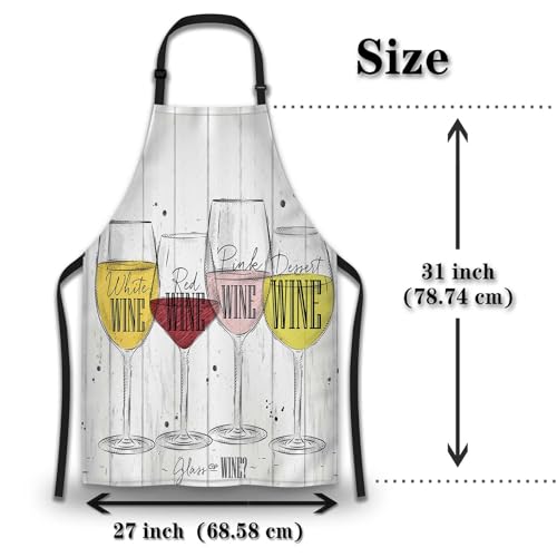 Cooking Apron for Men Wine Fun Aprons for Women for Kitchen Restaurant BBQ Painting Crafting Gardening 27” (W) x 31” (H), Waterproof Apron - color: Wine