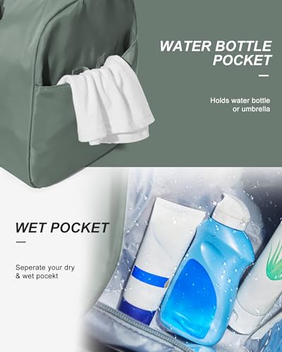 Gym Bag Womens Mens with Shoes Compartment Travel Duffel Bag for Women for Plane Sport Gym Tote Bags Swimming Yoga Weekend Overnight Carry on Bag Hospital Holdalls 4Pcs Set Dark Green - color: P2-Dark Green