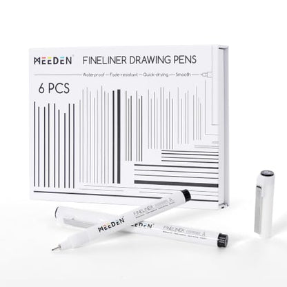 MEEDEN Micro Fineliner Drawing Pens: 0.5mm Needle Nib, 6 Pack, Black Ink | Waterproof archival ink for technical drawing, sketching, outlining, illustration, manga, and journaling - style: 0.5mm Needle Nib