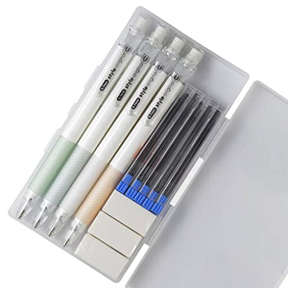 Mechanical Pencil Set 4PCS 0.5 Mechanical Pencils 100 HB Lead 3 Erasers for Students