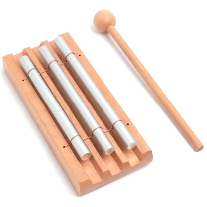 3-Tone Hand Chime with 2 Mallet - Handheld Percussion Instrument with Mallet for Mindfulness, Yoga, Classroom Management and Focus Training
