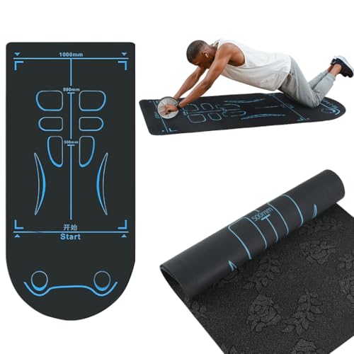 Exercise Equipment Mat for Ab Roller Wheel, Non-Slip Exercise Mat Extra Long Sound Insulation Knee Mat The Joints Protect For Abdominal Yoga Floor Workouts - color: Blue-Black