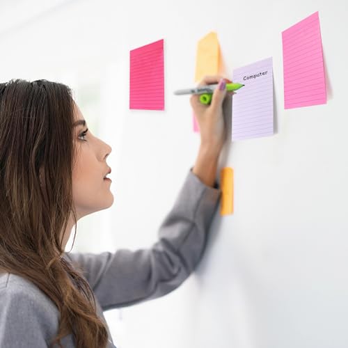 9 Pack Pastel Lined Sticky Notes 4X6 in Post and 9 Pack Pink Themed Colors Lined Sticky Notes with Lines 4X6 in Post