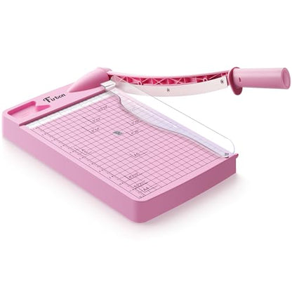 Firbon 12 Inch Guillotine Paper Cutter, Heavy Duty Paper Trimmer, Pink | 12-Sheet Capacity | Dual Scales | Paper, Cardstock & Photo Trimming | Scrapbooking Crafts | Office, Home & Studio Use - color: Pink