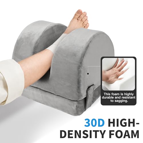 Adjustable Height Knee Replacement Pillow for Recovery - Leg Elevation Pillow with Firm Foam for Post-Surgery Sleeping, Hip & Ankle Pain Relief & Swelling Reduction (Grey) - size: 2-in-1 Layered