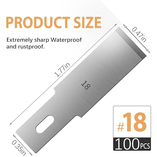 Headley Tools #18 Hobby Knife Blades(Pack of 100),Art Blades Cutting Tool with Storage Case for Craft, Hobby, Scrapbooking, Stencil - size: #18-100pcs