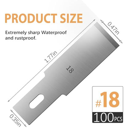 Headley Tools #18 Hobby Knife Blades(Pack of 100),Art Blades Cutting Tool with Storage Case for Craft, Hobby, Scrapbooking, Stencil - size: #18-100pcs