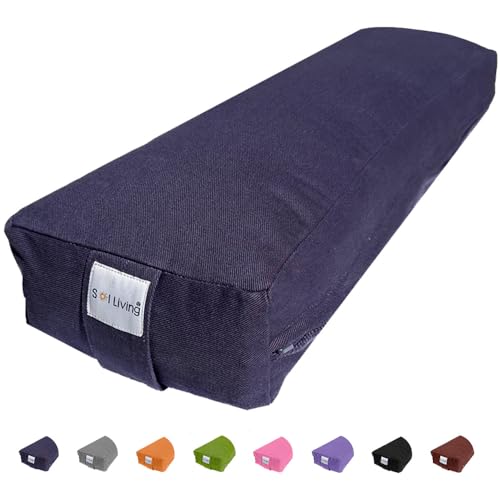 Pranayama Yoga Bolster Meditation Pillow - color: Navy Blue, size: Rectangular 26" x 8" x 5"