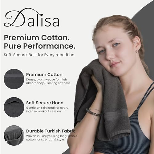 Dalisa Bench Hood Gym Towel, 100% Turkish Cotton, Non-Slip, Grey - color: Gray