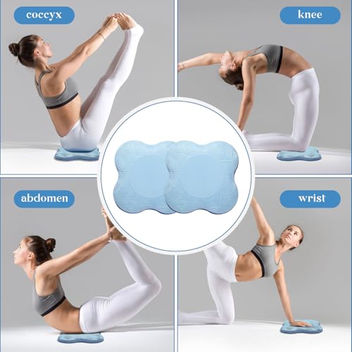 2 Packs Yoga Knee & Elbow Cushions - Extra Thick Foam for Knees, Elbows, Wrists, Hands & Head - Pilates & Kneeling Pads - Support Foam Pads for Women & Men - color: 4pcs- Blue + Black