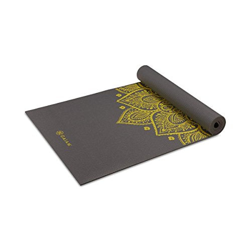 Gaiam Premium Yoga Mat, 6mm Thick Print Mat | Premium 6mm thick cushioning for joint support. Non-slip print design for yoga, Pilates & floor workouts. - color: Citron Sundial