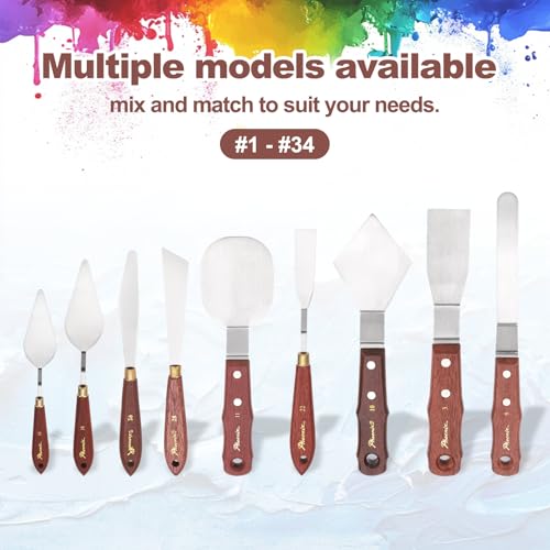 MECCANIXITY Pack of 1 Palette Knife No.16, 9.4" Long Palette Knives with Stainless Steel Flexible Spatula Pallet Knife and Wood Handle for Scraping, Mixing, Oil Acrylic Painting Canvas - style: No.16
