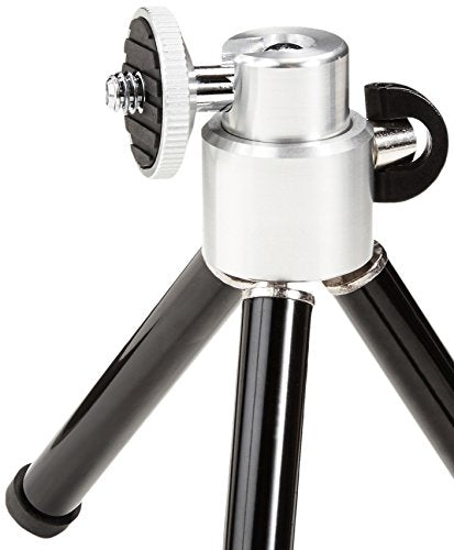 Amazon Basics Lightweight Portable Mini Travel Tripod with 360° Ball Head, Adjustable Height, Desktop, Black