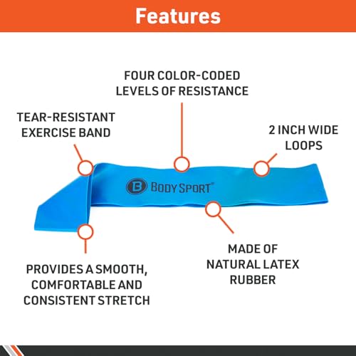 Body Sport Loop Resistance Bands - color: Blue, size: Light Resistance, Blue